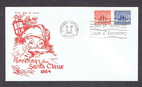 Canada FDC - 1964 - Christmas, Scott # 434 - 35 combo, Ginn Cachet