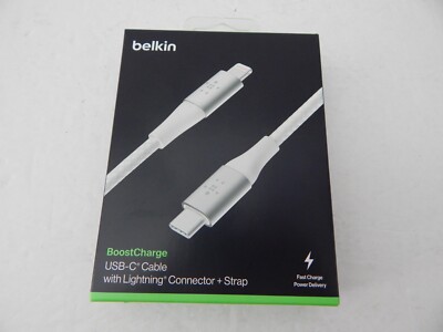Belkin Boost Charge USB-C With Lighting Connector + Strap 6.6 Feet White New