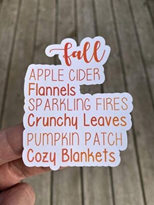 Cute Fall word Sticker Water Bottle Sticker Phone Laptop Sticker