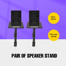 Studio Monitor and Speaker Stand, Clamp-On Desktop Stand Set of 2, Height Adjust