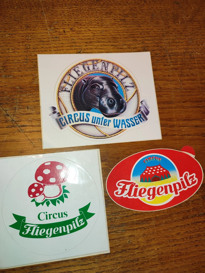 3 Aufkleber Circus Fliegenpilz unter Wasser Cirque Circo Zirkus Souvenir Schweiz - Bild 2 von 4