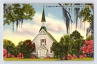 Postcard Georgia St Simons Island GA Chapel Methodist Center Church 1940s Linen