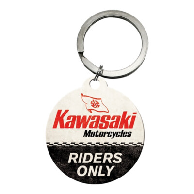 Nostalgic Art Kawasaki Riders Only 7.5cm Round Metal Keyring Hanging ...