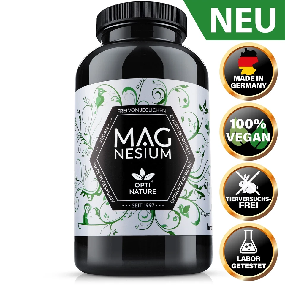 365 Magnesium Kapseln Hochdosiert | Made in Germany I hoch Bioverfügbar I VEGAN