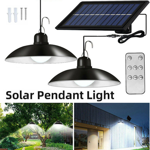 LED Solar Power Garden Pendant Light Bright Lamp Remote Control Shed Hanging - Picture 2 of 12