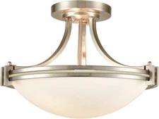 Brushed Nickel Semi Flush Mount Ceiling Light Modern 3-Light White Glass Hallway