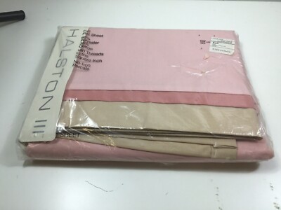 Vintage Halston III Diagonal Full Flat Sheet Blush Peach New In Pkg Poly Cotton 