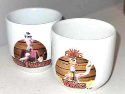 2x Chicken Run Eierbecher Mrs Tweedy & Mac Dreamworks 2000