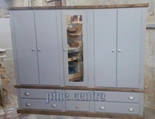 HANDMADE AYLESBURY NEXT 5 DOOR 6 DRAWER WARDROBE GREY & DARK OAK (ASSEMBLED)