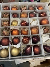 VINTAGE FRONTGATE HOLIDAY COLLECTION Copper & GOLD CHRISTMAS ORNAMENTS Set Of 30