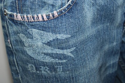 VTG POLO RALPH LAUREN RUGBY JEANS DISTRESSED STITCHES DOVE FRAYED 