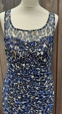 Star By Julien McDonald Dress Ruched Bodycon Blue Leopard Print UK 14 CLEARANCE