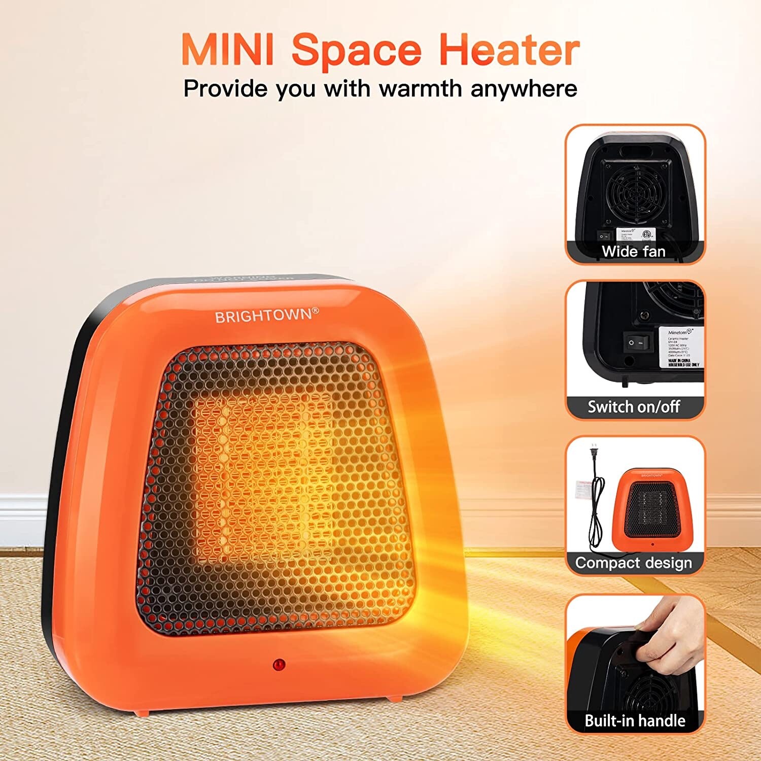 Personal Portable Small Space Heater Indoor Use 400W Mini Heater w/  Overheat | eBay