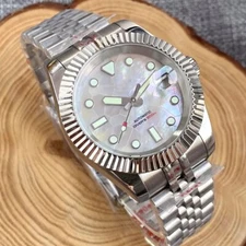 36mm 39mm Automatic Watch For Men Tandorio White MOP Dial Japan NH35A Fix Bezel