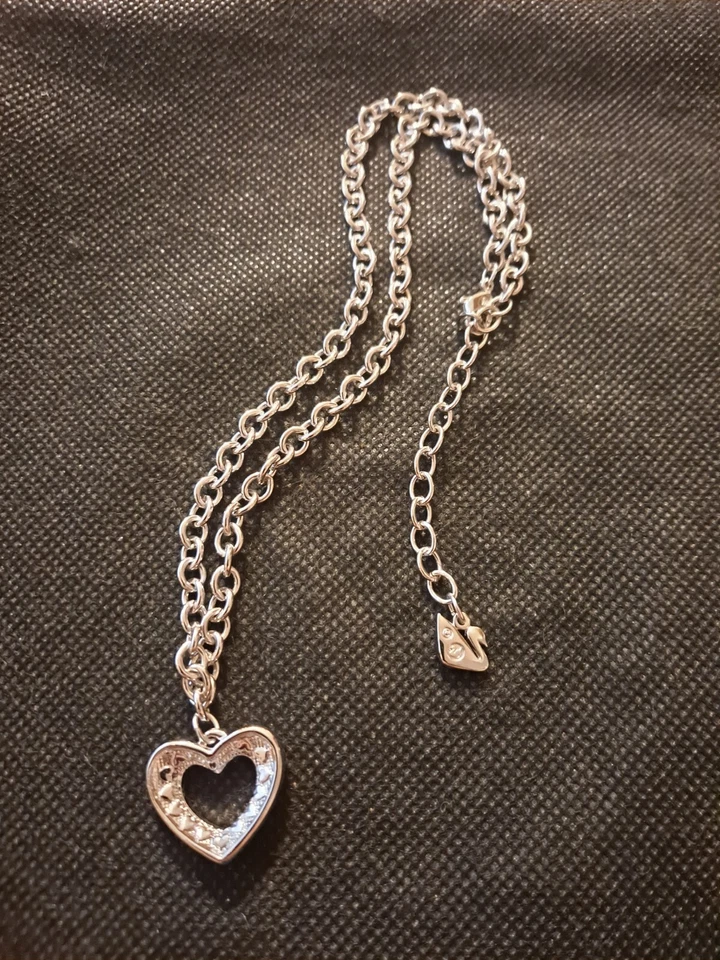 COLLAR CORAZÓN ACERO INOXIDABLE RODIO SWAROWSKI!   e6095UXX Foto 4 de 4