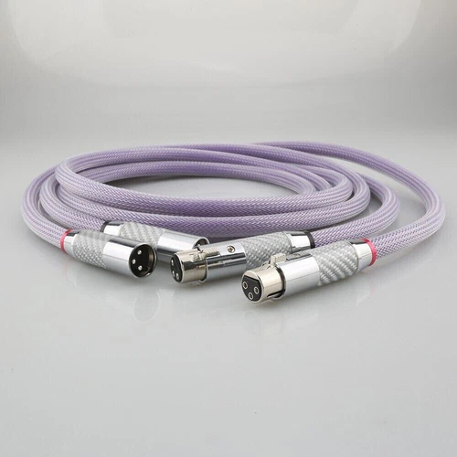 Pair 8N OCC Copper Balanced XLR Cable Carbon Fiber Plug HIFI Interconnect Cable - Picture 8 of 9