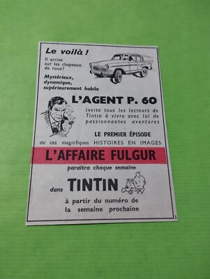 REKLAME TINTIN LE VOILA AGENT P60 FALL FULGUR - 1959 - (B5 )