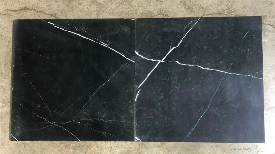 Black Marble White Vein 18x18 Tile Remodel Stone Floor Hall 75 Tiles T-56 - Image 2 of 4