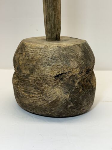 Primitive Antique Wood Mallet RusticFarmhouse Tool Vintage WoodenHammer - Picture 2 of 9