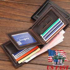 Mens Leather Bifold Purse ID Card Holder Slim Front Pocket Wallet Bifold Handbag
