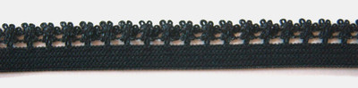 5 Yds. Vintage Black Shiny Picot Soft Elastic 1/2'' Wide Stretch Trim le-221