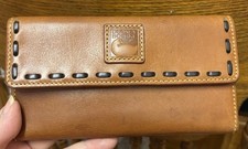 Dooney Bourke Natural Brown Florentine Leather Clutch Wallet Organizer Rustic