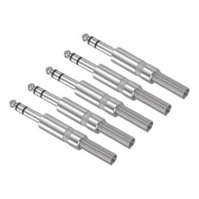 5 Pcs 1/4" Audio TRS Plug, TRS 6.35mm Male Plug Cable Connector, 3.48", Silver