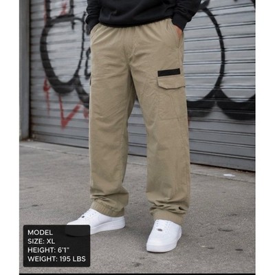 Magellan Outdoors Men XL Khaki Tan Nylon Jogger Cargo Pants Elastic Waist Hiking