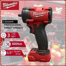 Milwaukee 800Nm Cordless Electric M18 1/2 Compact Impact Wrench Screwdriver Tool
