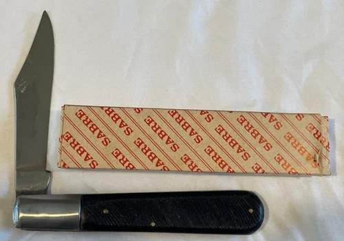 Vintage Sabre Japan 629 Grandaddy Barlow Pocket Knife Black Sawcut Box NOS image 2