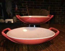 Lot Of 2 Le Creuset Stoneware Mini Woks Dish 16-10 Cerise Red Ombre 28 oz Rare