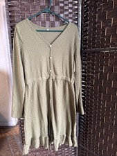 SHEIN Long Sleeve Sage Green Dress With Tie In Front Size XL