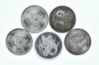 Lot 5 VINTAGE 1 Oz Silver Bars/Rounds Art Bars Collection Poured .999 *477