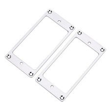2Pcs Guitar Humbucker Pickup Mounting Ring Frame Bridge Neck Flat Bottom Silver.