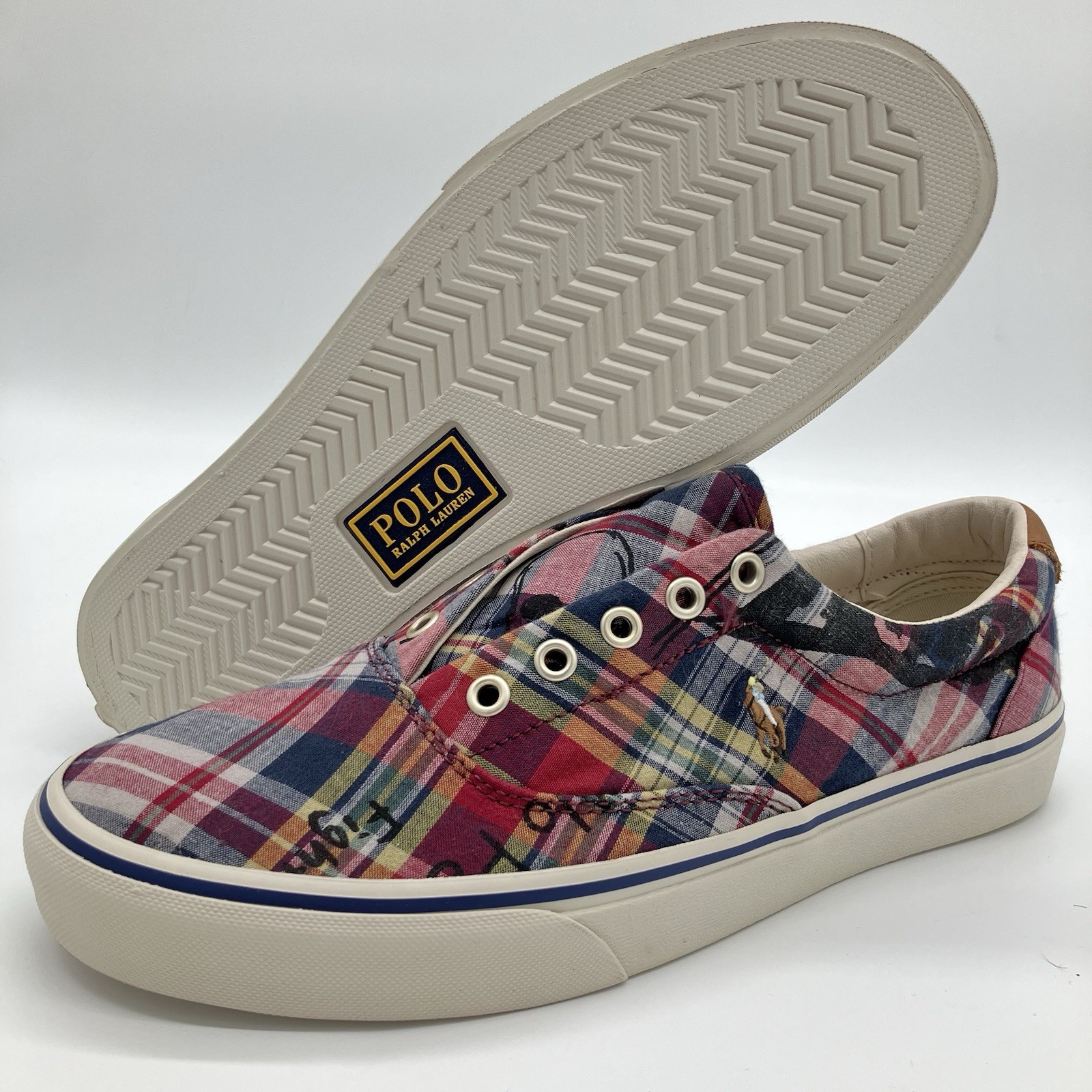 Polo Ralph Lauren uomo Keaton LCL plaid pony stringate sneakers basse taglie variabili