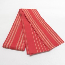 Half Width Obi Silk Hakata-ori Orange 141.7inch Women's