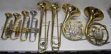 SET/LOT 2 FRENCH HORN, 2 TRUMPET,2 TENOR TROMBONE,2 CORNET -CONN, GETZEN, YAMAHA