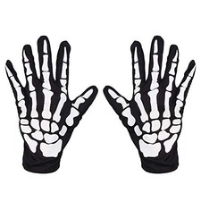 Halloween Skeleton Gloves,Full Finger Skeleton Pattern Gloves Cosplay Standard