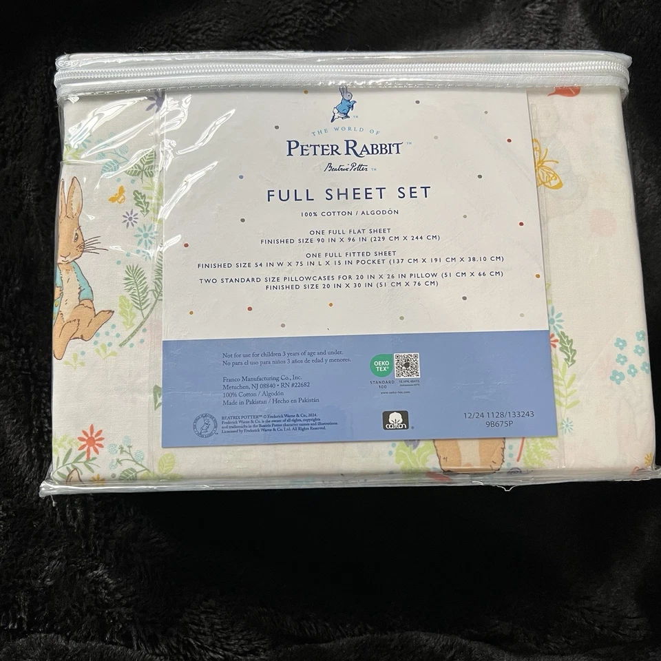Beatrix Potter Peter Rabbit Cola de Algodón Pascua 100% Algodón Juego de Sábanas COMPLETO Foto 3 de 4