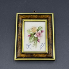 Vintage Capodimonte Framed 3D Art Piece Handpainted Flower Bouquet Made in Italy