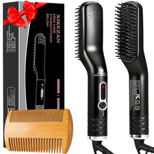 Beard Straightener for Men,Premium Heated Beard Brush Kit W/Dual Voltage Travel-