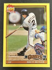 1991 Topps Brett Butler Box Bottom Baseball Card #C Giants OF O/C