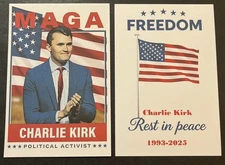 Charlie Kirk Vigil Prayer Cards Set Of 2 Double Sided 6” By 4”