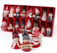 Weihnachtswichtel AnhäNger Holz Strick Deko Figuren Set Baumbehang 16 Stk. 10 Cm