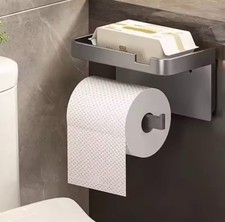 Toilet Paper Holder with Phone Rack- Wall-Mounted-No Hole Installation