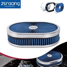 12 Oval Super Flow Thru Air Cleaner Washable For Sbc Chevy Ford 5-18 Carb Neck