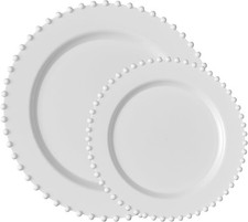 32 Piece Combo Plastic Dinner Plates Disposable Plastic Fancy Heavy Duty Party