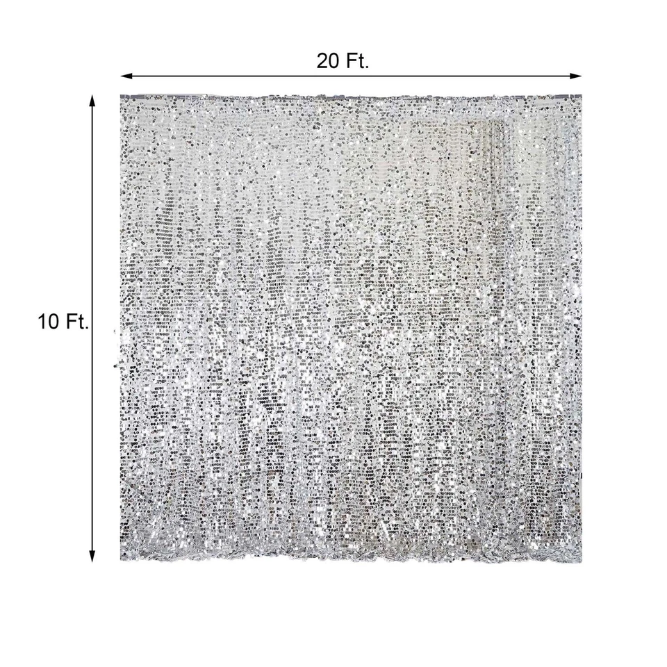 Silver Big Payette Sequined BACKDROP 20x10 ft Home Wedding Photo Prop Light Gray - Image 4 of 4