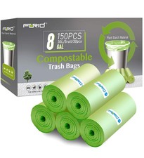 Compostable Trash Bags - FORID 8 Gallon Garbage 150 Count Pack of 1 , Green