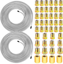 2 Sets 25 FT 3/16" Brake Line Kit with Brake Lines Fittings,4 Sets 3/8 Inch-24 T